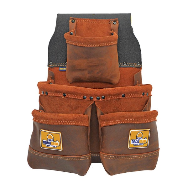 Unbranded 11 in. 4-Pocket Elite Series Tool Pouch with Side-by-Side Front Pockets in Brown