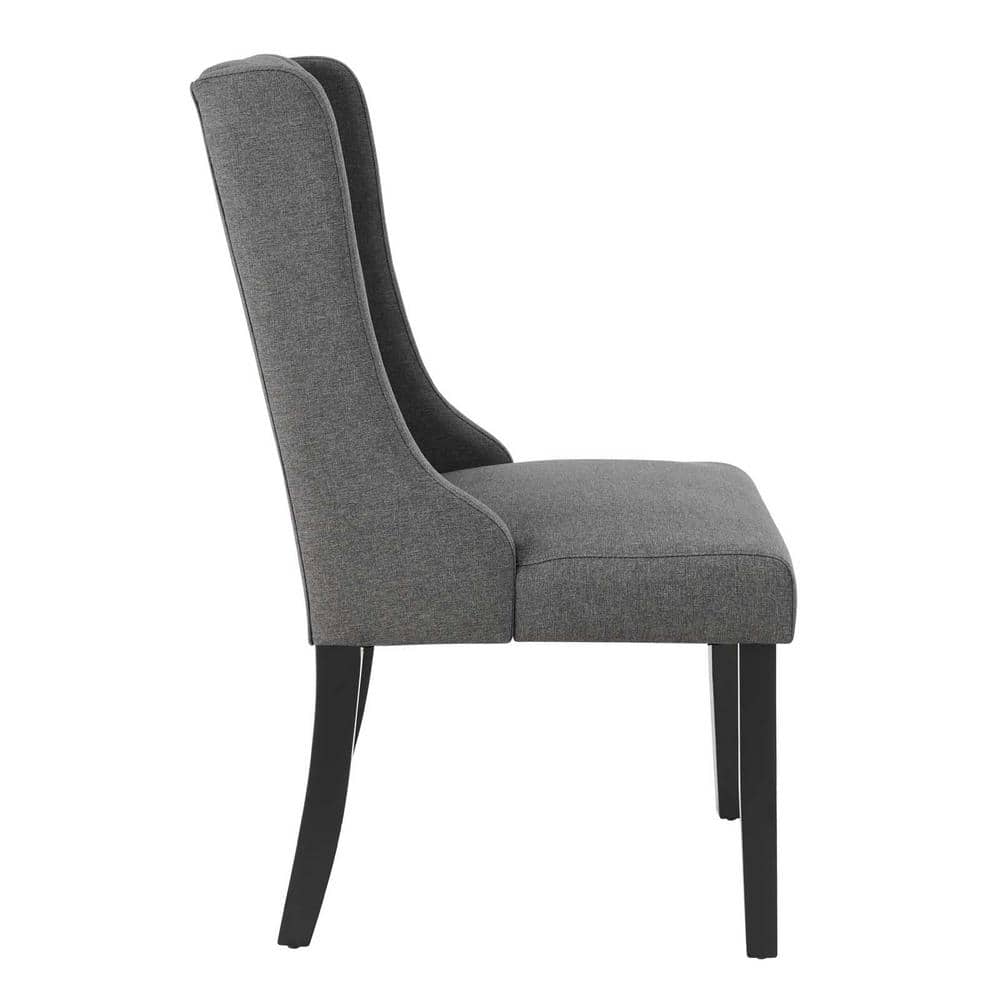 Gray Velvet Upholstered Parsons Side Chair Set with Wood Legs