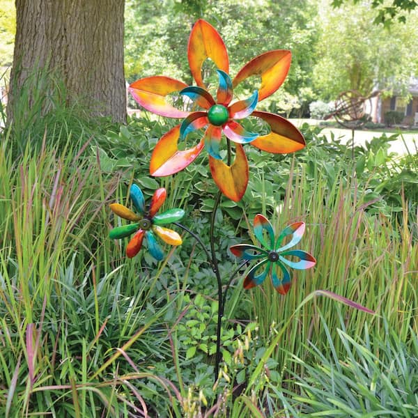 Unbranded 48 in. Spinner Triple Flower Multi Color