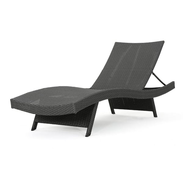 Unbranded 79 in. Gray Wicker Outdoor Chaise Lounge with Waterproof Fabric, Iron Frame for Garden Yard Porch Patio Poolside