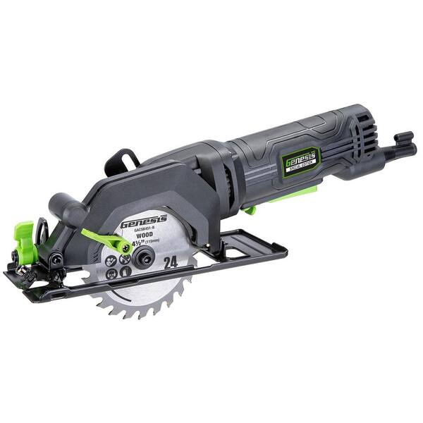 Genesis 4.0 Amp 4-1/2 in. Compact Circular Saw with 24T Blade, Rip Guide, Vacuum Adapter and Blade Wrench