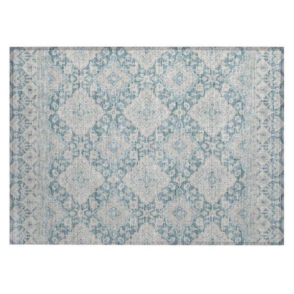 Chantille Machine Washable Indoor/Outdoor Abstract ACN3104 Teal 3 ft. x 4 ft. Area Rug