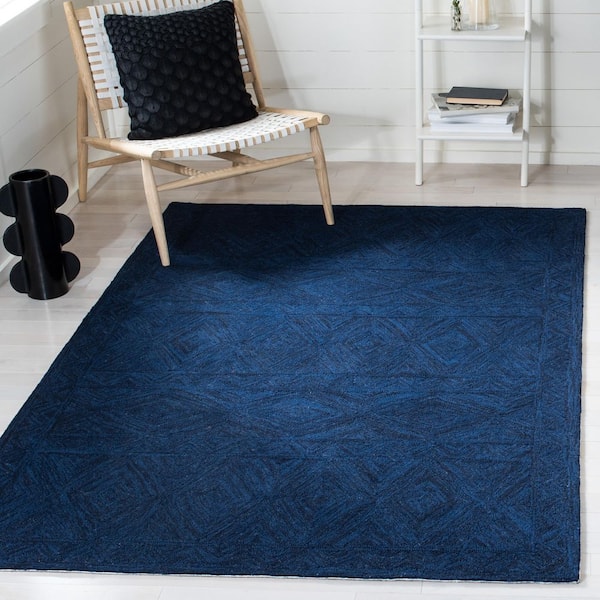 Metro Blue 8 ft. x 10 ft. Geometric Solid Color Area Rug