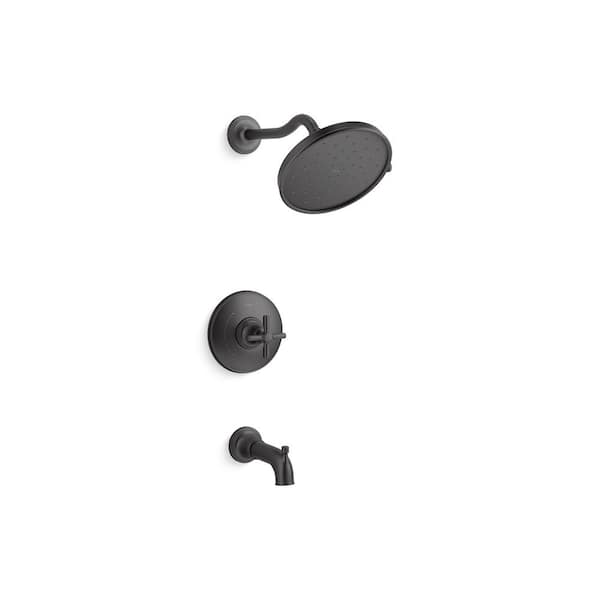 KOHLER Paces Single Handle 3-Spray Tub and Shower Faucet 1.75 GPM in Matte Black (Valve Included)