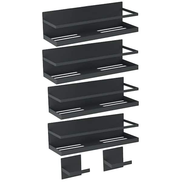 Numhew 4-Pack Black Magnetic Spice Rack with 2 Magnetic Paper Towel Holders for Refrigerator