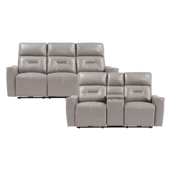 EVERGLADE HOME Brimmer 154.5 in. W Square Arm Faux Leather Rectangle Sofa in Gray
