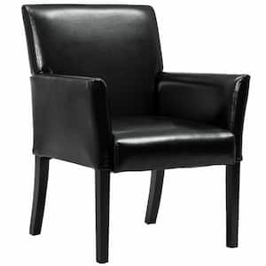 Executive Black PU Leather Guest Chair Reception Side Arm Chair Upholstered
