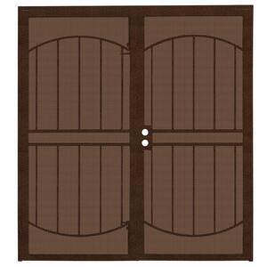 72 in. x 80 in. ArcadaMAX Copper Surface Mount Outswing Steel Security Double Door with Perforated Metal Screen