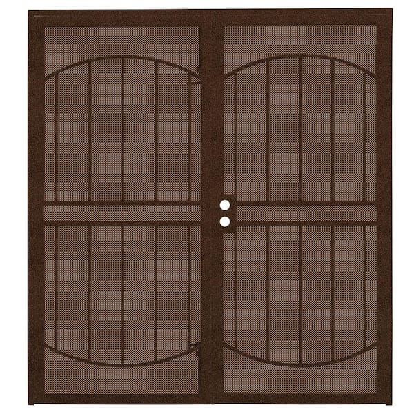 Unique Home Designs 72 in. x 80 in. ArcadaMAX Copper Surface Mount Outswing Steel Security Double Door with Perforated Metal Screen