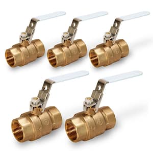 1-1/4 in. FIP x 1-1/4 in. FIP Premium Brass Full Port Ball Valve with Lock Handle (5-Pack)