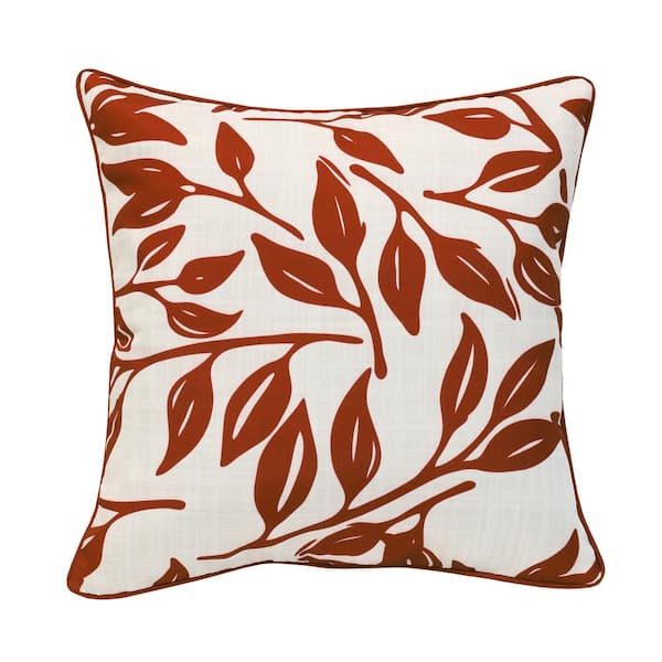 OUTDOOR DECOR BY COMMONWEALTH Ruby Red Outdoor Pillow Throw Pillow in Red Ivory 18 x 18 - Includes 1-Throw Pillow