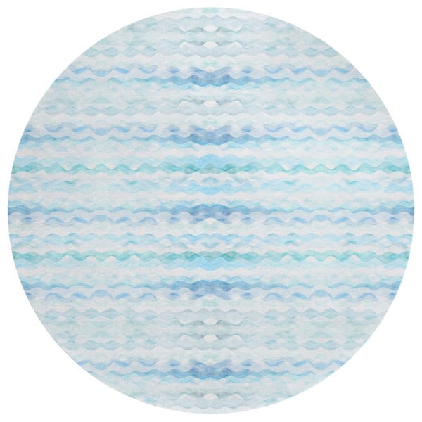 Surfside Blue 8 ft. x 8 ft. Geometric Indoor/Outdoor area rug
