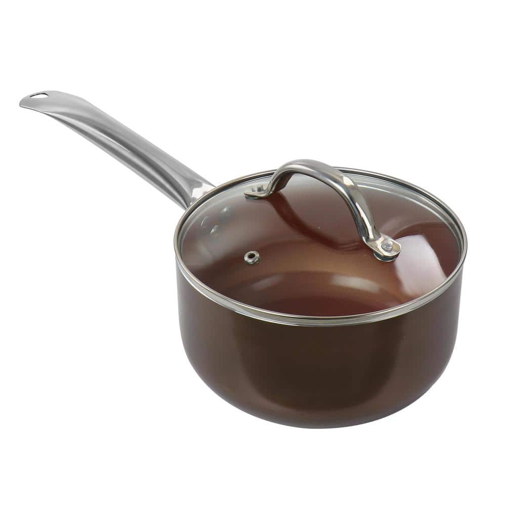 Copper Nonstick Aluminum 10-Piece Cookware Set with Stainless Steel Handles