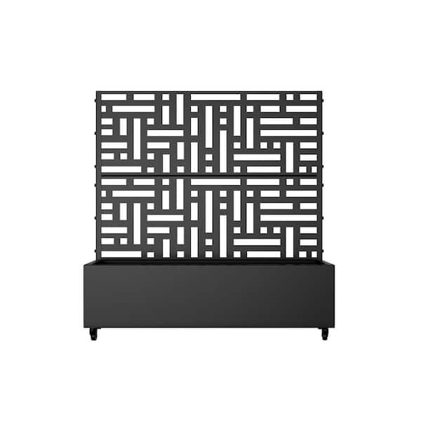 PexFix 47 in. x 16 in. x 12 in. Black Steel Street Outdoor Planting Box with 47 in. x 47 in. Climbing Frame (1-Pack)