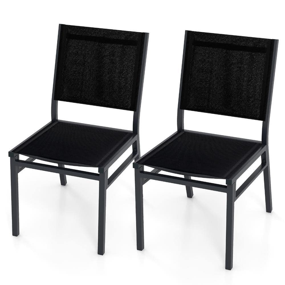 Set of 2 Fabric and Aluminum Outdoor Dining Chairs with Breathable Seat, Backrest and 330 lb. Capacity, Dark Brown price history on PriceWatchPro