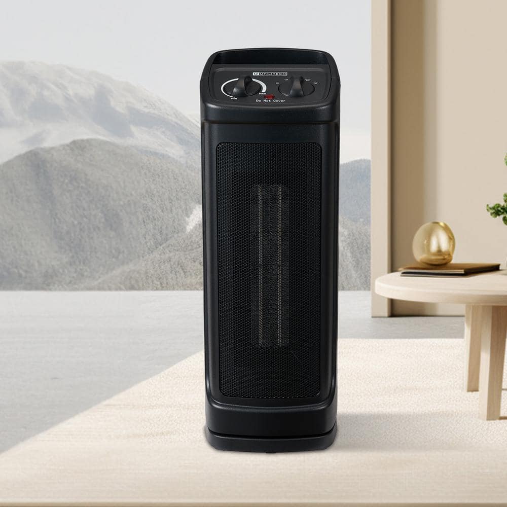 1,000W/1500W 22 in. Black Portable Electric Heater with Adjustable Thermost