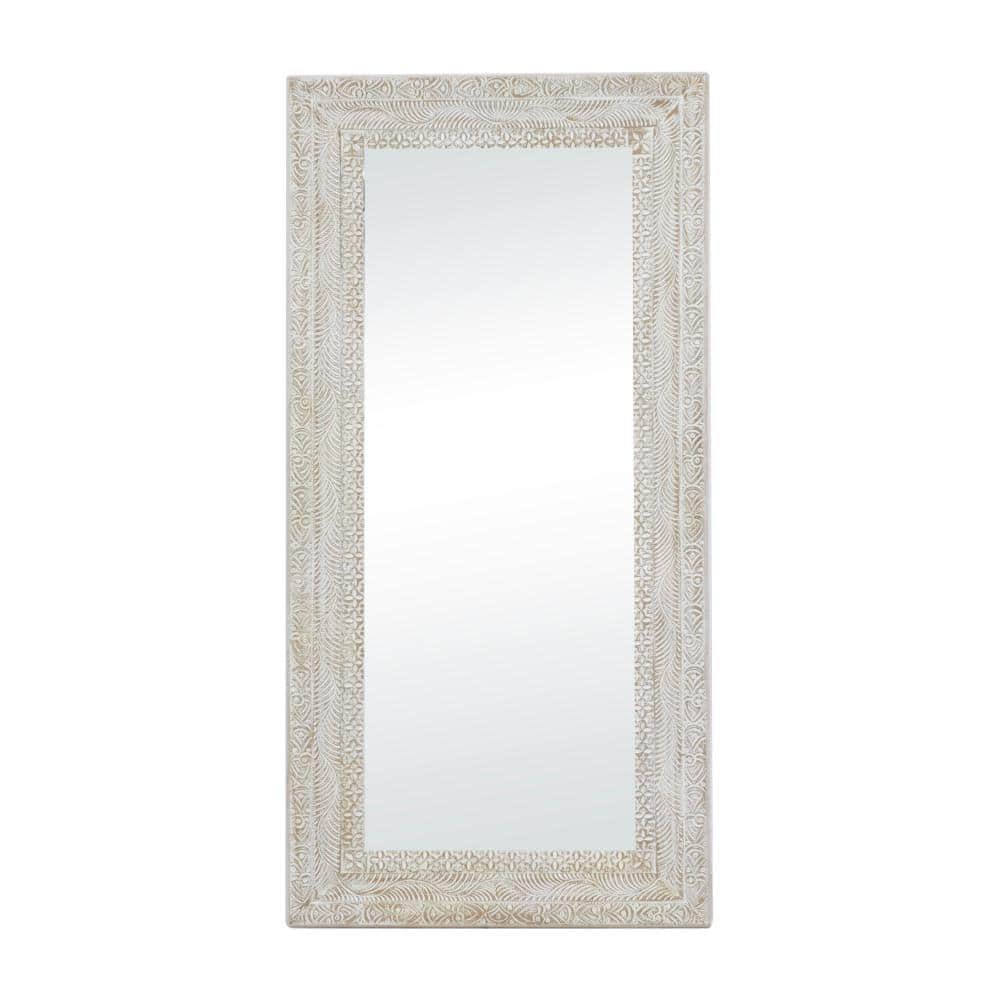 Elegant Traditional 71'' Full-Length Brown Wood Framed Mirror