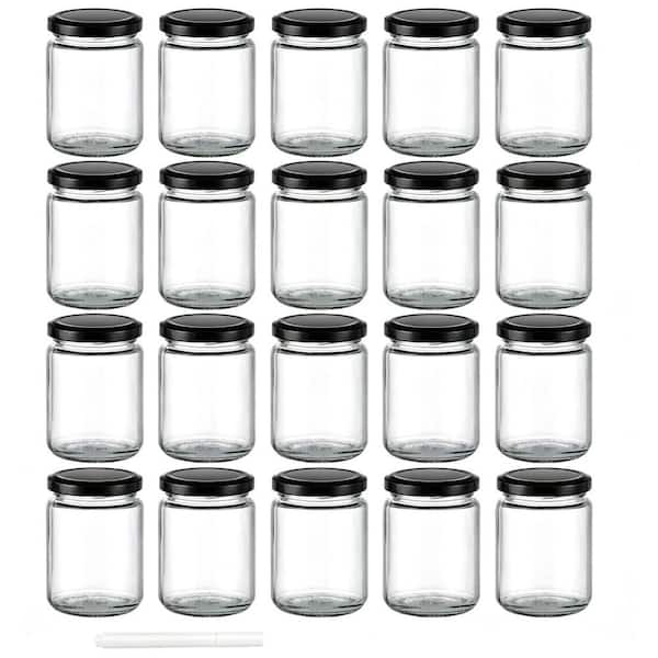 Wudkey 20 of Piece Clear Glass 8 oz. Small Glass Jars with Airtight Lids, Candle Jars for Candle Making, Wedding Party