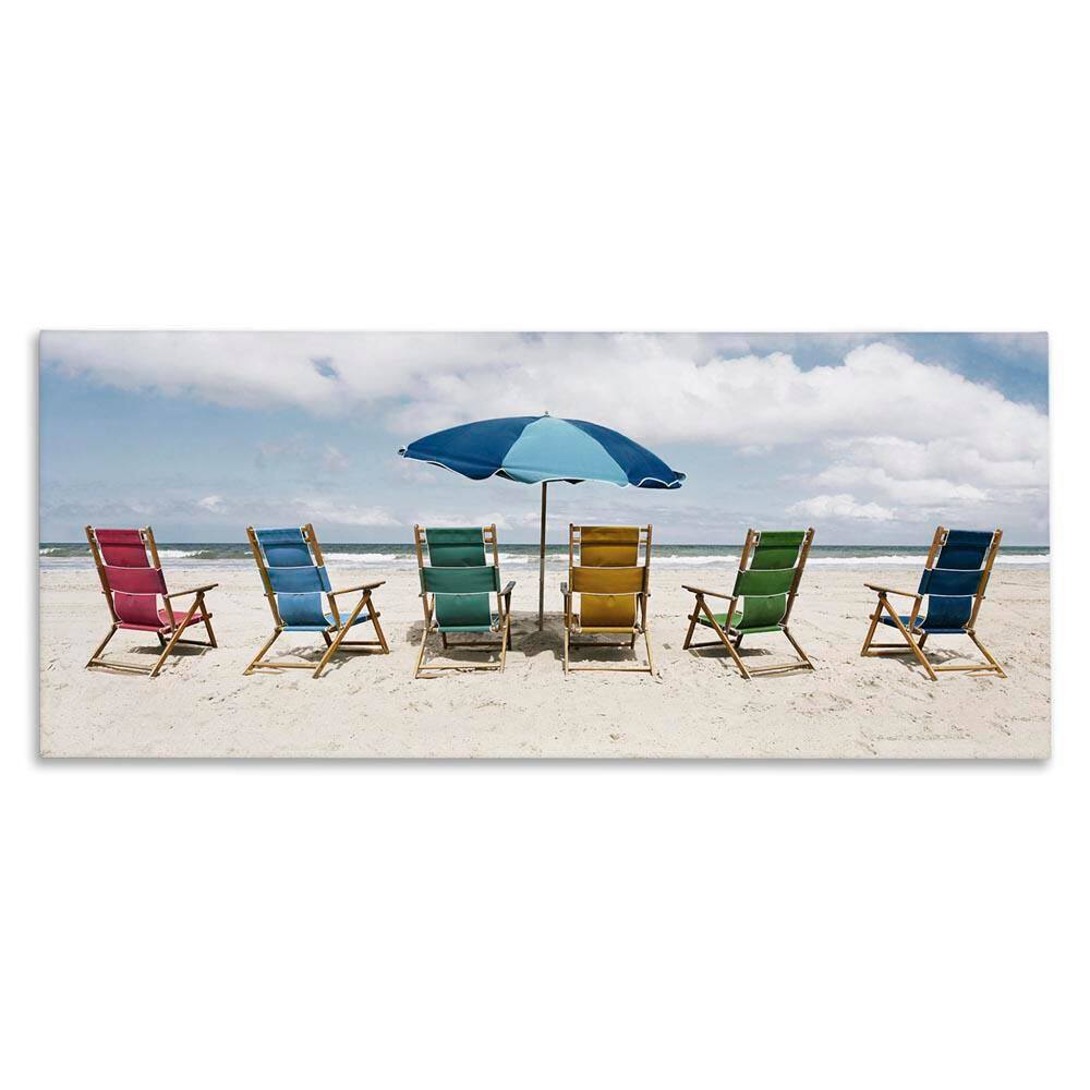 Colorful Beach Chairs by Natalie Carpentieri Unframed Nature Graphic Art Print 17 in. x 40 in. price history on PriceWatchPro