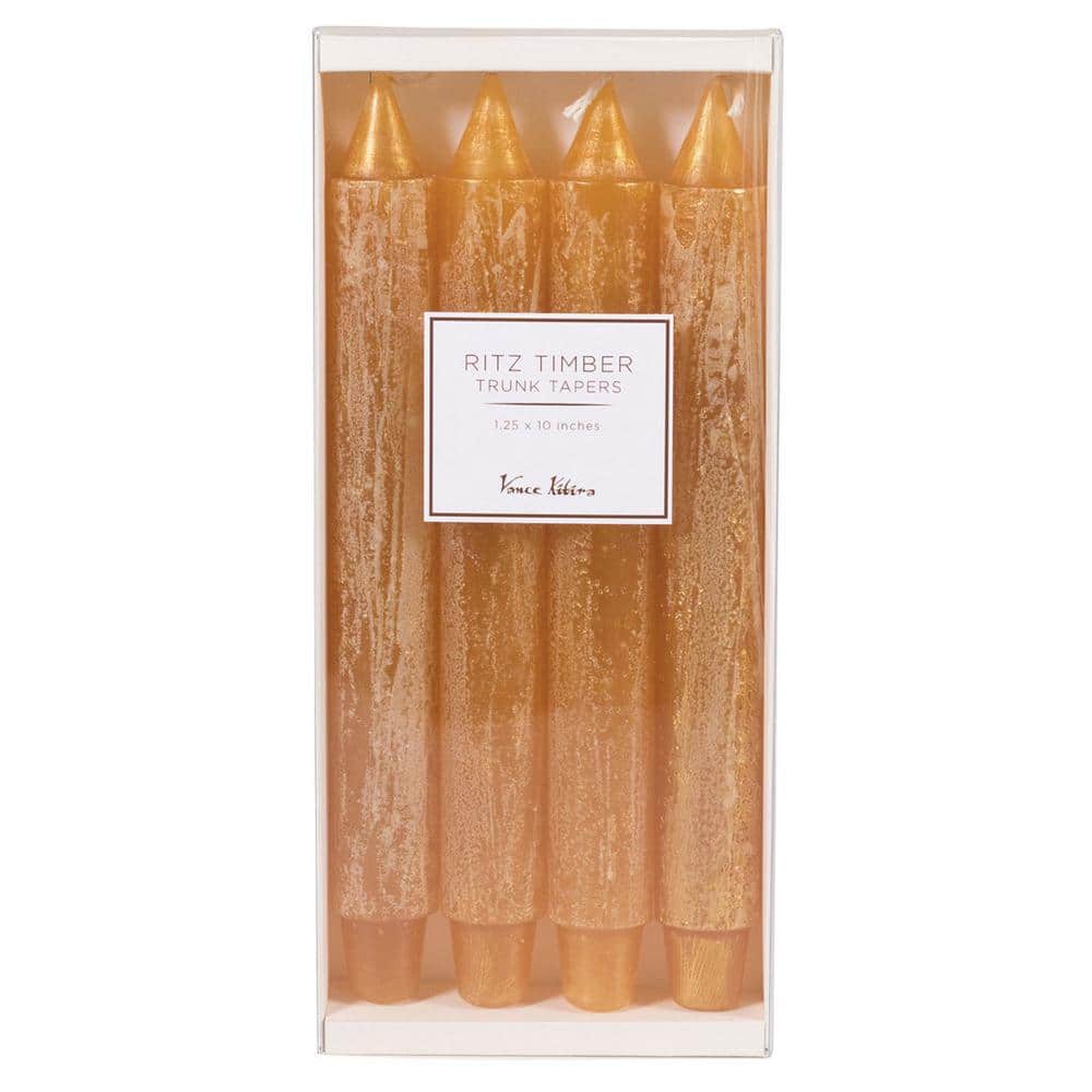Vance Kitira 10 in. Gold Ritz Timber Taper Candles Set of 4 RT125GLD The Home Depot