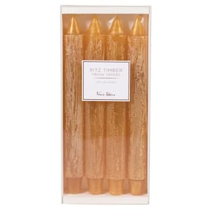 10 in. Gold Ritz Timber Taper Candles - Set of 4