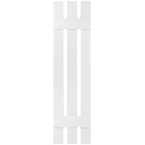 12 in. x 38 in. Lifetime Vinyl TailorMade Three Board Spaced Board and Batten Shutters Pair Bright White