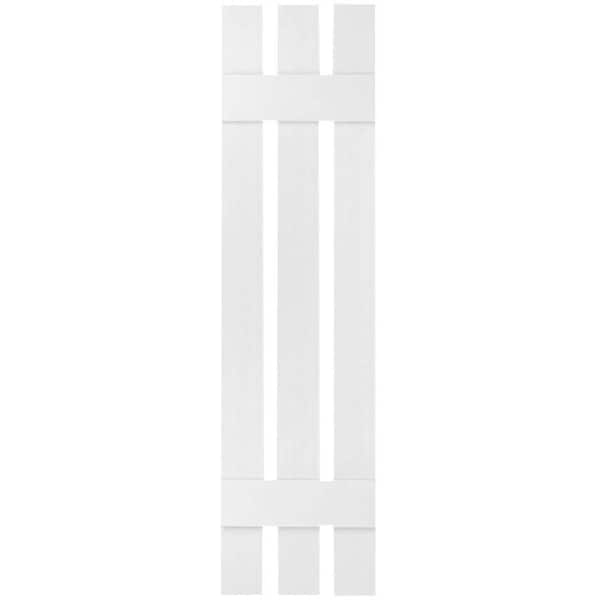 Ekena Millwork 12 in. x 46 in. Lifetime Vinyl TailorMade Three Board Spaced Board and Batten Shutters Pair Bright White