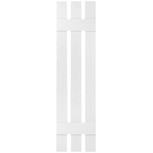 12 in. x 50 in. Lifetime Vinyl TailorMade Three Board Spaced Board and Batten Shutters Pair Bright White