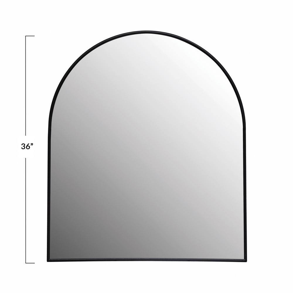Arched Black Metal Framed Wall Mirror