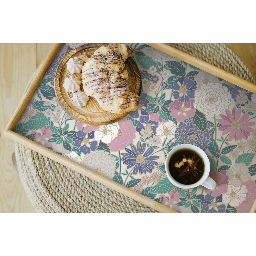 Pink and Beige Bohemian Floral Peel and Stick Wallpaper Roll