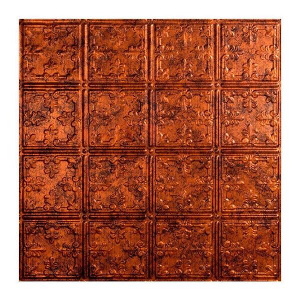 Fasade Traditional 10 2 Ft X 2 Ft Moonstone Copper Lay In Vinyl Ceiling Tile 20 Sq Ft Pl7318