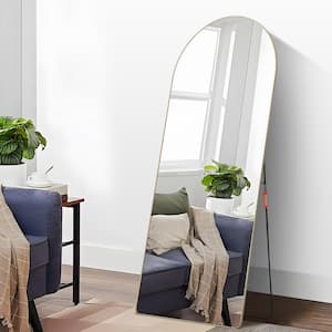 29.92 in. W x 1.38 in. H Arched Full Length Mirror Floor Mirror with Stand Aluminum Alloy Frame in Black for Living Room