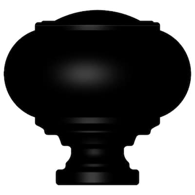Mix and Match Knob 1 in. Curtain Rod Finial in Matte Black (2-Pack)