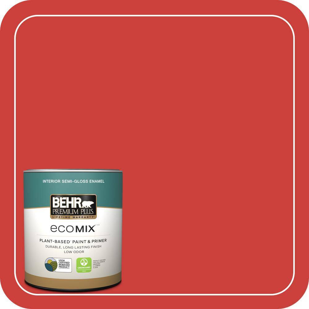 BEHR PREMIUM PLUS 1 qt. #S-G-180 Grenadine Semi-Gloss Enamel EcoMix ...