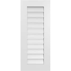16 in. x 38 in. Rectangular White PVC Paintable Gable Louver Vent Functional