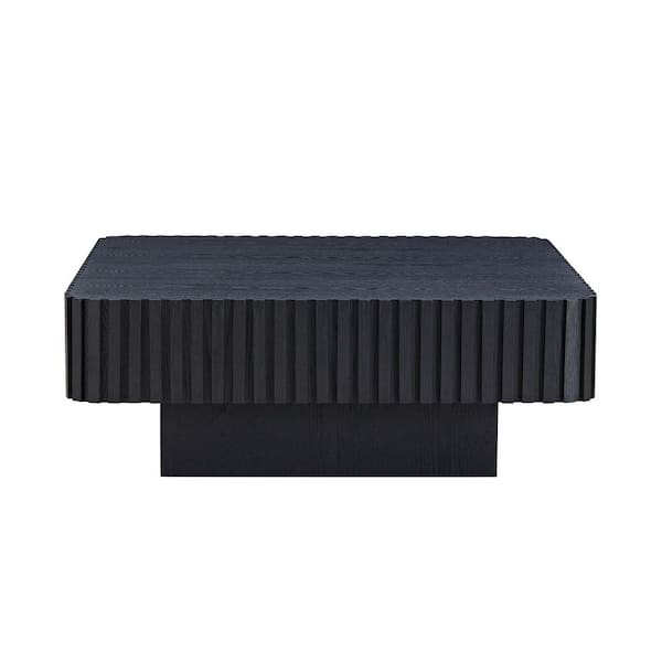 もふ ページ Huluwat 31 in. Black Square Particle Board Coffee Table with