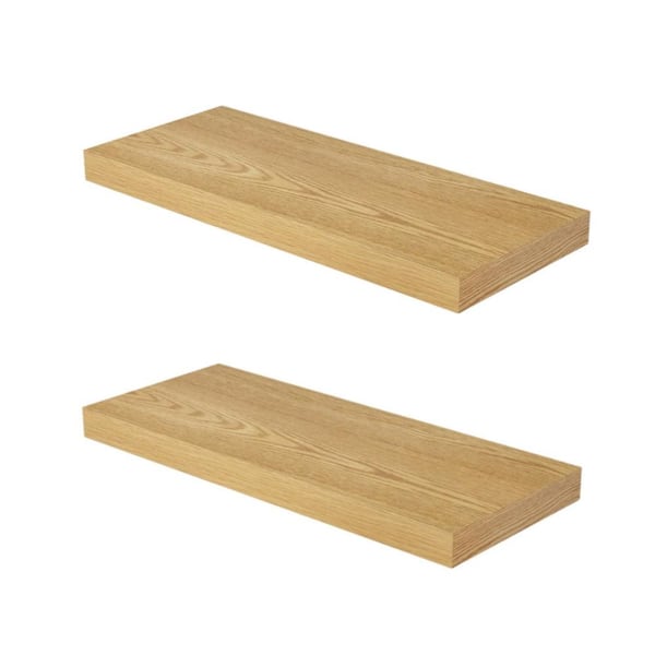16"W x 7.9"D x 1.5"H Floating Shelves for Wall Oak Shelves Set of 2,Floating Shelf with Invisible Brackets