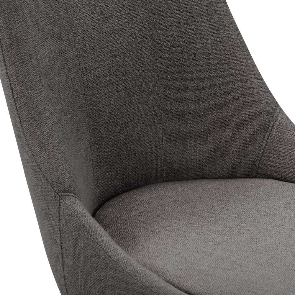 Luca Dark Gray Fabric Upholstered Counter Bar Stools with Brown Wood Legs - Set of 2