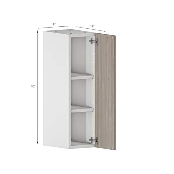 Cambridge Quick Assemble Modern Style, Grey Nordic 9 x 30 in. Wall Kitchen Cabinet (9 in. W x 12 D x 30 in. H)