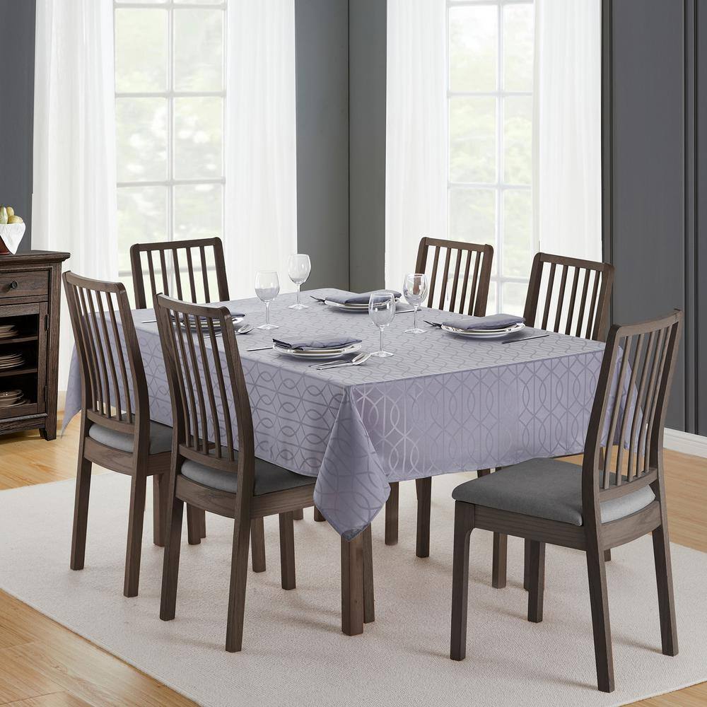 Gray Jacquard Polyester Rectangular Tablecloth, 60" x 120"