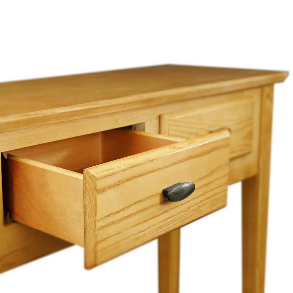 Beige Ash Wood Rectangular Console Table with Storage