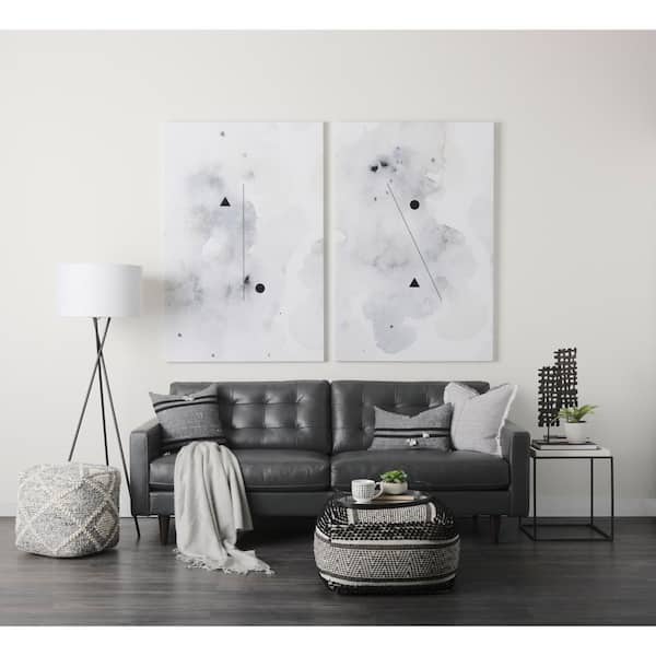 Garima Black and White Wool and Cotton Patterned Square 22 in. Pouf