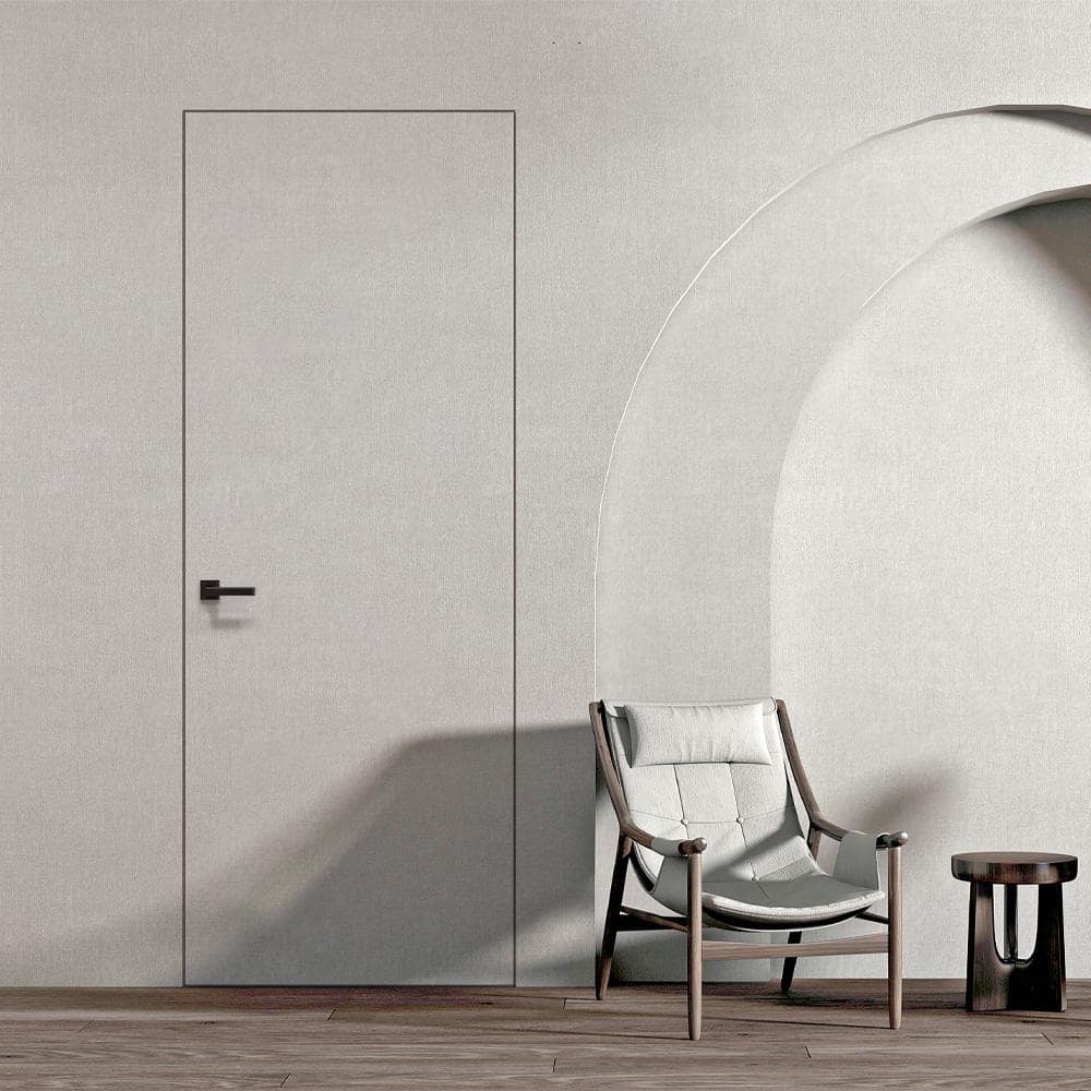 Primed White Solid Core Frameless Left-Handed Interior Door