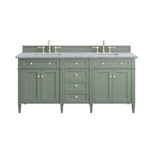 Brittany 72.0 in. W x 23.5 in. D x 33.8 in. H Bathroom Vanity in Smokey Celadon with Carrara Marble Marble Top