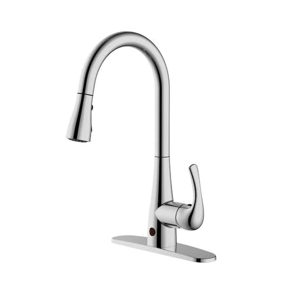 WASSERMAN FAUCETS Touchless Motion Activated Single Handle Pull-Down Sprayer Sensor Kitchen Faucet in Chrome