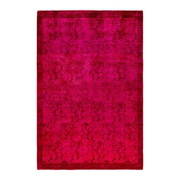 Chloe & Olivia Home Overdyed Pink 4 ft. x 6 ft. Solid Wool Indoor Area ...