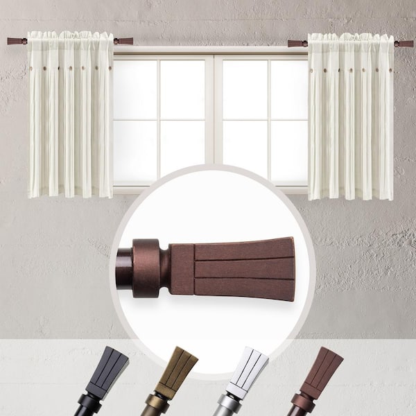 EMOH Zaire 5/8 inch Side Curtain Rod 12-20 inch long (Set of 2) - Cocoa
