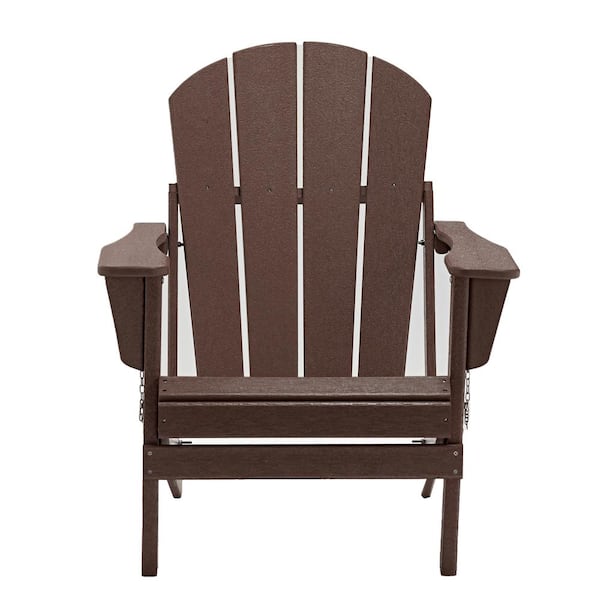 Unbranded SERGA Brown Plastic Folding Outdoor Adirondack Chair