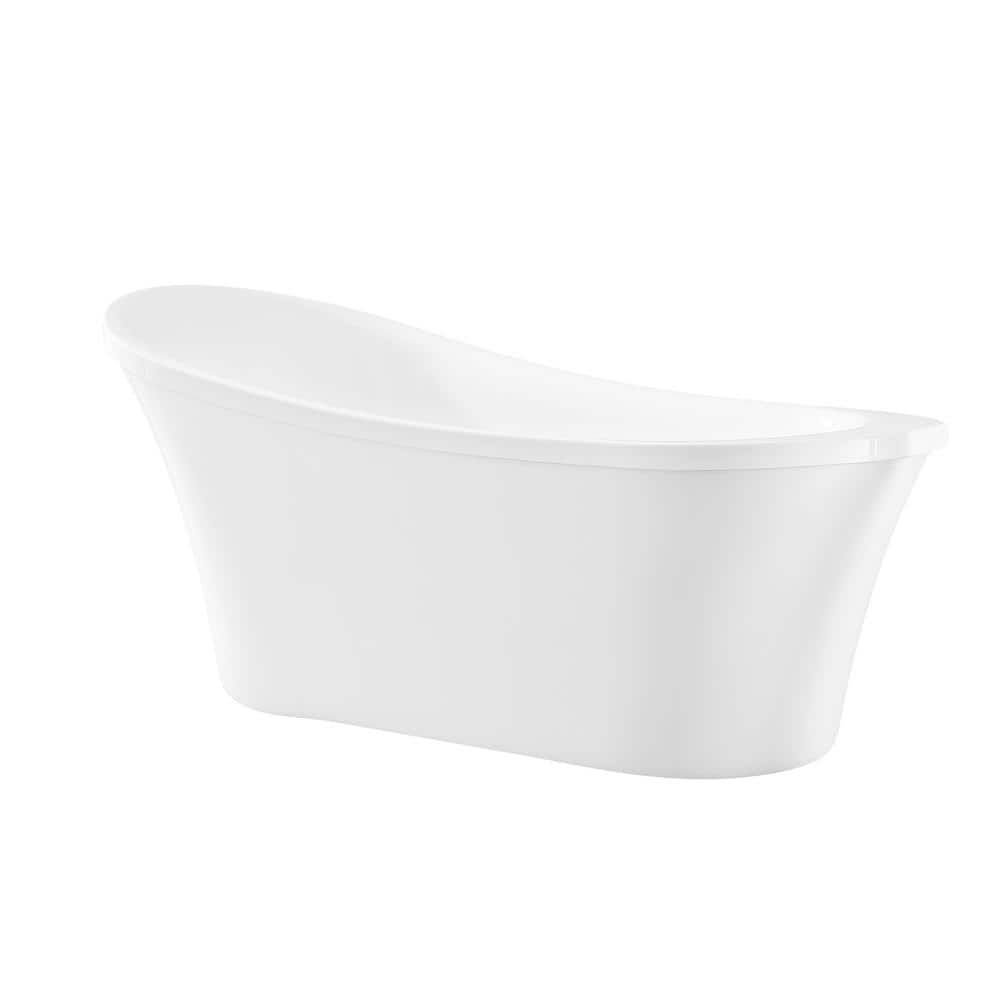 Ruby 65'' White Acrylic Freestanding Slipper Bathtub