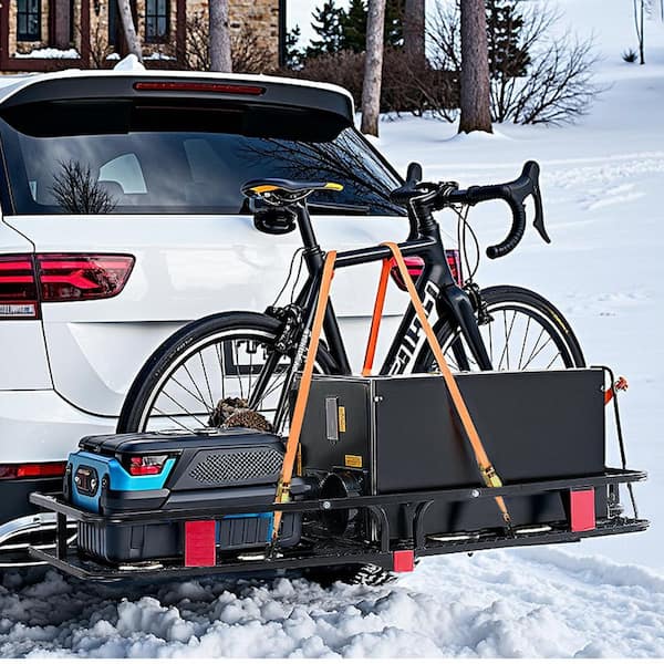 53 in. x 19 in. x 5 in. Hitch Cargo Carrier 500 lbs. Capacity Hitch Cargo Carrier with Hitch Stabilizer , Ratchet Straps